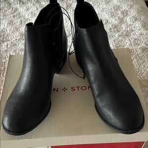 Sun + Stone Black Leather Ankle Booties